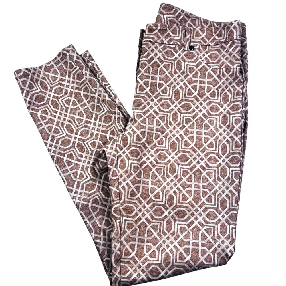 J. McLaughlin Madelyn Geo Tile Print Artsy Boho Unique Pants Women's Size 8